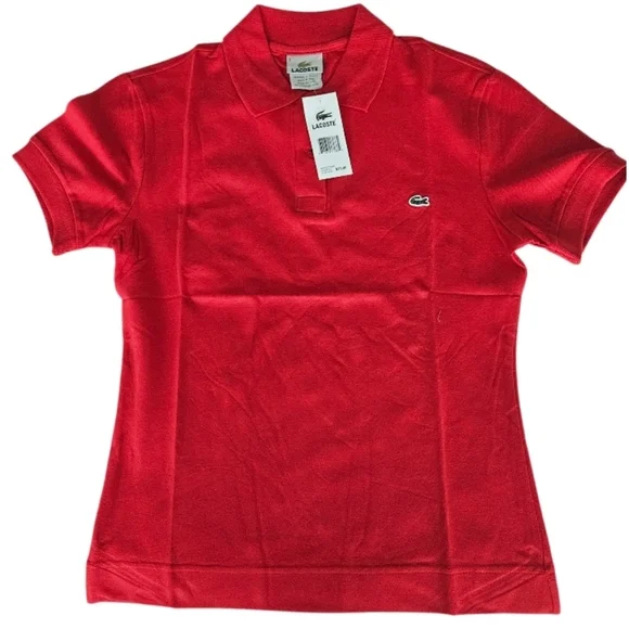 NWT Lacoste Kids Girl's Bright Red Short Sleeve Polo - Picture 2 of 4